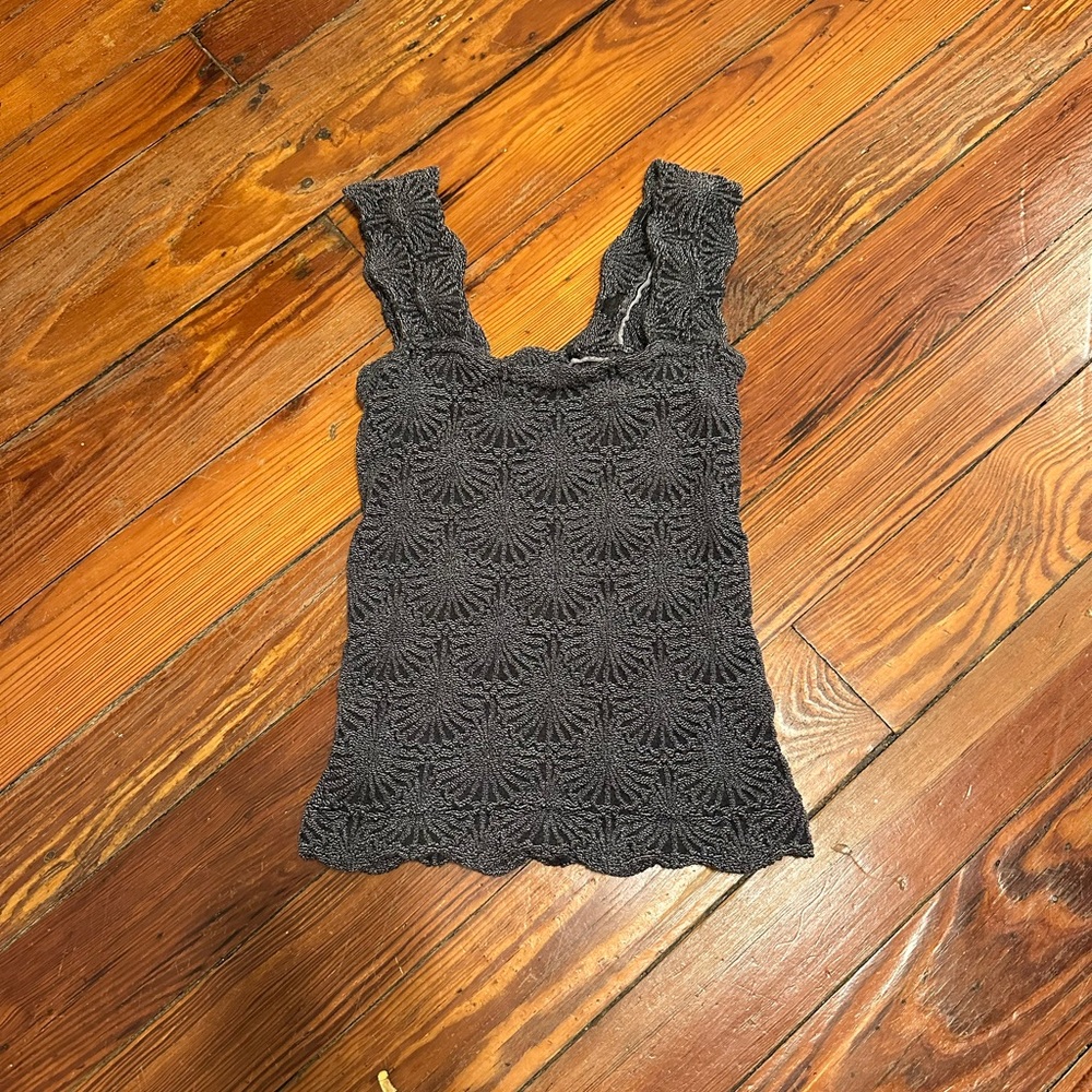 Free People Gray Textured Tank Top